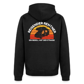 Rentner Geschenk Ruhestand Camper Camping Rente - Unisex Premium Bio Zip Hoodie - Schwarz - Hinten - Nico (187cm)
