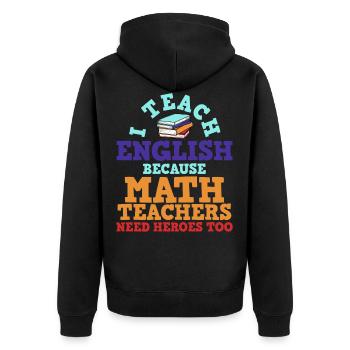 Englischlehrer - Unisex Premium Bio Zip Hoodie - Schwarz - Hinten - Nico (187cm)