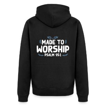 Bibelvers Gebet Glaube Gott - Unisex Premium Bio Zip Hoodie - Schwarz - Hinten - Nico (187cm)