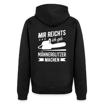 Holzfäller Schreiner Kettensäge - Männerglitzer - Unisex Premium Bio Zip Hoodie - Schwarz - Hinten - Nico (187cm)