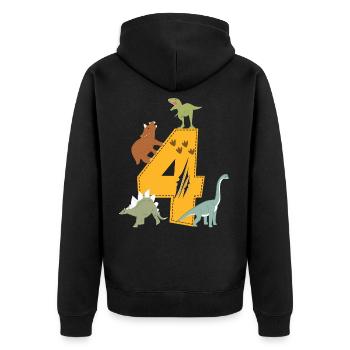 Birthday 4 years dinosaur Dino 4th birthday - Unisex Premium Organic Zip Hoodie - black - Back - Nico (187cm)
