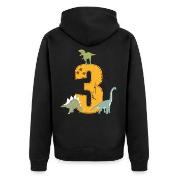 Geburtstag 3 Jahre Dinosaurier Dino 3. Geburtstag - Unisex Premium Bio Zip Hoodie - Schwarz - Hinten - Nico (187cm)