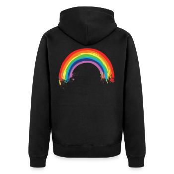 Regenbogen Gay Pride Geschenk LGBT LGBTQ - Unisex Premium Bio Zip Hoodie - Schwarz - Hinten - Nico (187cm)