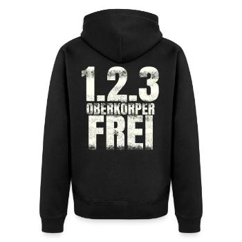 Oberkörper Frei Party Event Nackt Fussball Sport - Unisex Premium Bio Zip Hoodie - Schwarz - Hinten - Nico (187cm)