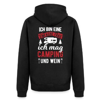 Camping Camper Wohnmobil Wein Weinfest Frauen - Unisex Premium Bio Zip Hoodie - Schwarz - Hinten - Nico (187cm)