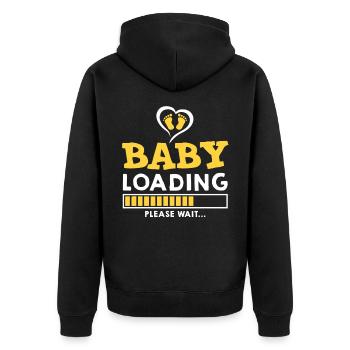 Baby Loading Lustig Schwangerschaft - Unisex Premium Bio Zip Hoodie - Schwarz - Hinten - Nico (187cm)