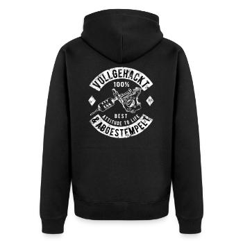 Tattoos Tätowierung Tätowierer Tattoo-Maschine - Unisex Premium Bio Zip Hoodie - Schwarz - Hinten - Nico (187cm)