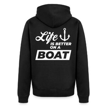 La vie est meilleure sur un bateau - Veste à capuche bio Premium Unisexe - noir - Dos - Nico (187cm)