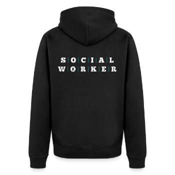 Travailleur social - Veste à capuche bio Premium Unisexe - noir - Dos - Nico (187cm)