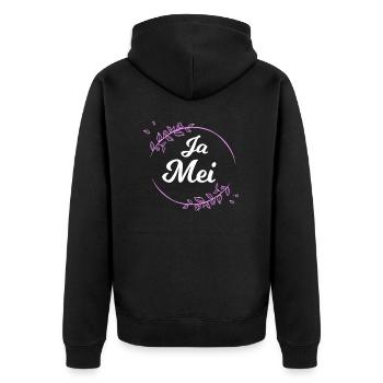 Ja Mei Bayern bayrisch bayrische - Unisex Premium Bio Zip Hoodie - Schwarz - Hinten - Nico (187cm)
