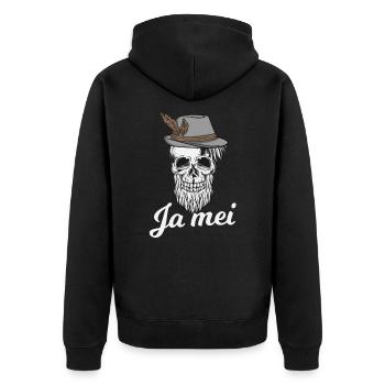Ja Mei Bayern bayrisch bayrische Sprüche - Unisex Premium Bio Zip Hoodie - Schwarz - Hinten - Nico (187cm)