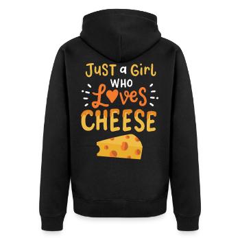 Käse - Unisex Premium Bio Zip Hoodie - Schwarz - Hinten - Nico (187cm)