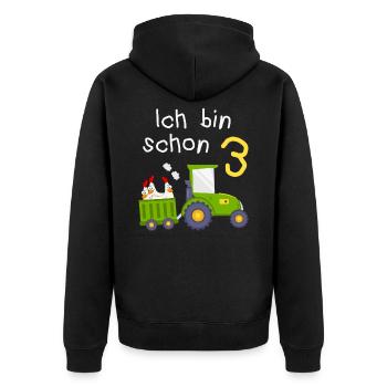 3. Geburtstag Landwirt 3 Jahre Kinder - Unisex Premium Bio Zip Hoodie - Schwarz - Hinten - Nico (187cm)