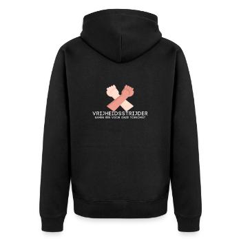 Freiheitskämpfer - Unisex Premium Bio Zip Hoodie - Schwarz - Hinten - Nico (187cm)