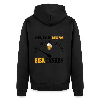 Bier tanken / Alkohol Lustige Sprüche Saufen - Unisex Premium Bio Zip Hoodie - Schwarz - Hinten - Nico (187cm)