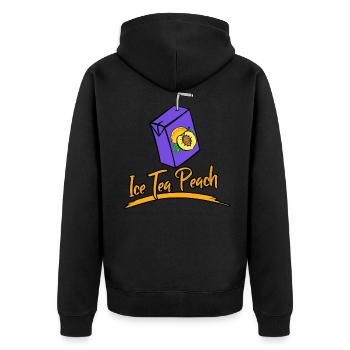 Eis Tee Pfirsich - Geschenkidee - Unisex Premium Bio Zip Hoodie - Schwarz - Hinten - Nico (187cm)