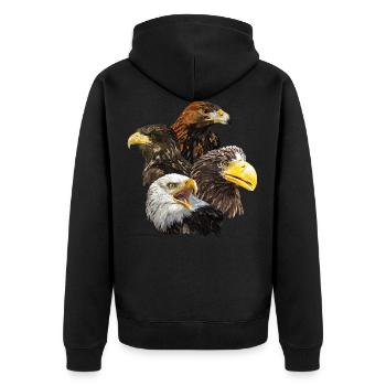 Pigargos and Eagle - Unisex Premium Organic Zip Hoodie - black - Back - Nico (187cm)