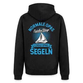 Opa Bingo Rentner Enkel Segelboot Lustiges Segler - Unisex Premium Bio Zip Hoodie - Schwarz - Hinten - Nico (187cm)