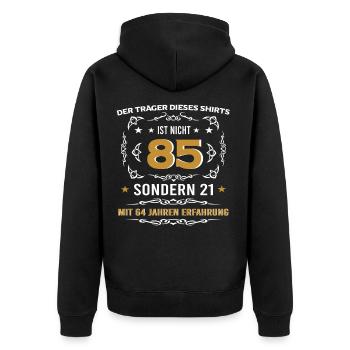 85. Geburtstag, lustige vintage Alters Sprüche - Unisex Premium Bio Zip Hoodie - Schwarz - Hinten - Nico (187cm)