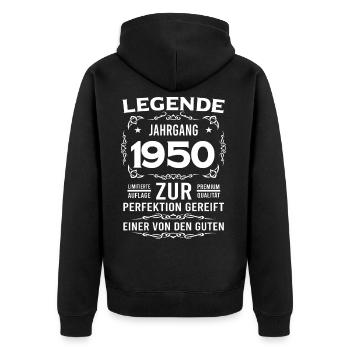 71. Geburtstag geschenk - Unisex Premium Bio Zip Hoodie - Schwarz - Hinten - Nico (187cm)