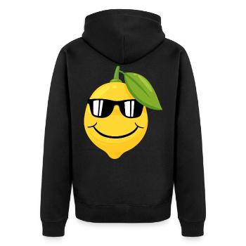 Funny lemon face with sunglasses. - Unisex Premium Organic Zip Hoodie - black - Back - Nico (187cm)