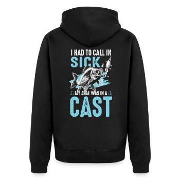 Fishing fish fishing saying - Unisex Premium Organic Zip Hoodie - black - Back - Nico (187cm)