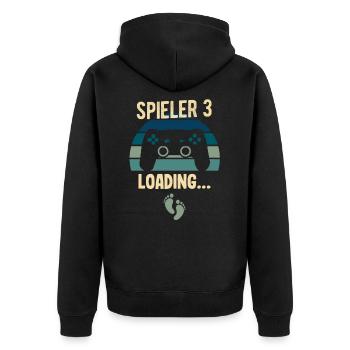 Schwangerschaft Werdender Papa Vater Babyparty - Unisex Premium Bio Zip Hoodie - Schwarz - Hinten - Nico (187cm)