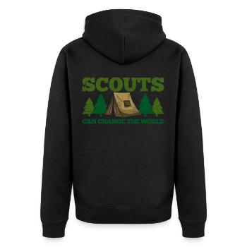 Boy Scout Scouting Camping - Unisex Premium Organic Zip Hoodie - black - Back - Nico (187cm)