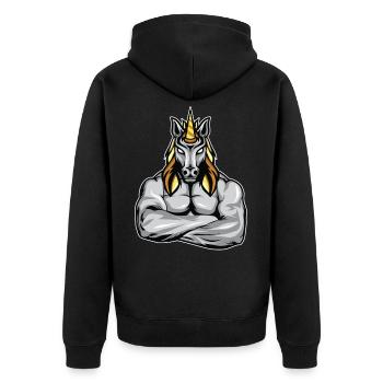 Cadeau de remise en forme de muscles licorne bodybuilder - Veste à capuche bio Premium Unisexe - noir - Dos - Nico (187cm)
