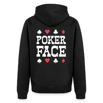 Poker Gambling Face Karten - Unisex Premium Bio Zip Hoodie - Schwarz - Hinten - Nico (187cm)