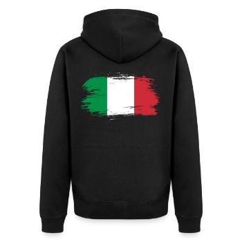 Italien Flagge - Unisex Premium Bio Zip Hoodie - Schwarz - Hinten - Nico (187cm)