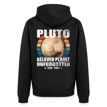 Pluto is a planet, memory, unforgettable - Unisex Premium Organic Zip Hoodie - black - Back - Nico (187cm)