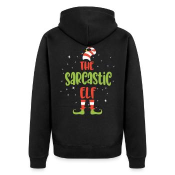 Ich bin der sarkastische Elf, passende Familie Lustiger Chris - Unisex Premium Bio Zip Hoodie - Schwarz - Hinten - Nico (187cm)