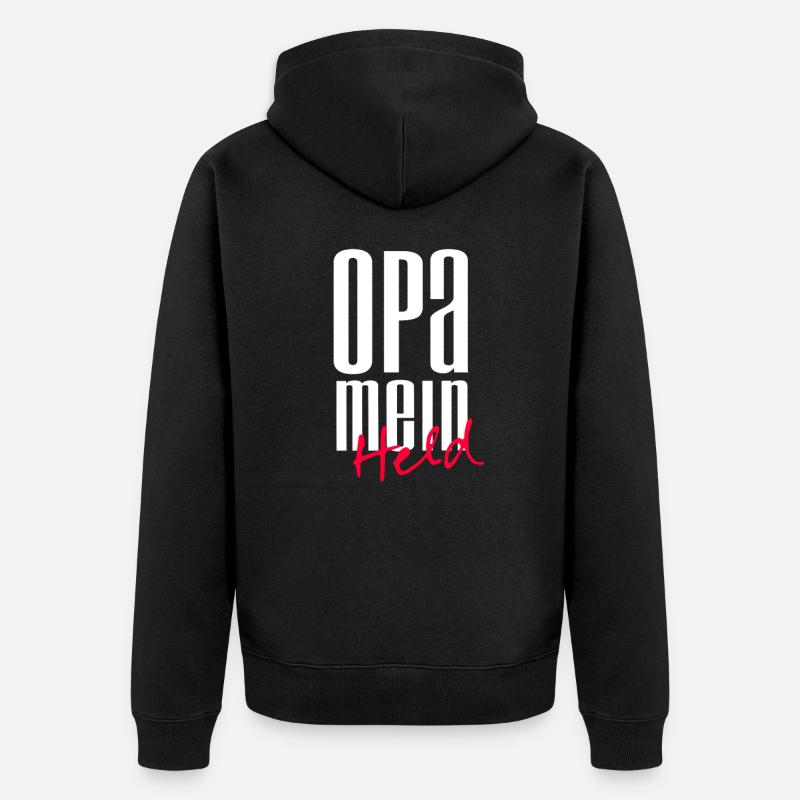 Opa mein Held - Unisex Premium Bio Zip Hoodie - Schwarz