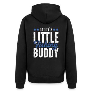 Papa Sohn Fischen Angeln Kind - Unisex Premium Bio Zip Hoodie - Schwarz - Hinten - Nico (187cm)