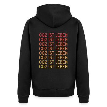 CO2 ist Leben - Unisex Premium Bio Zip Hoodie - Schwarz - Hinten - Nico (187cm)