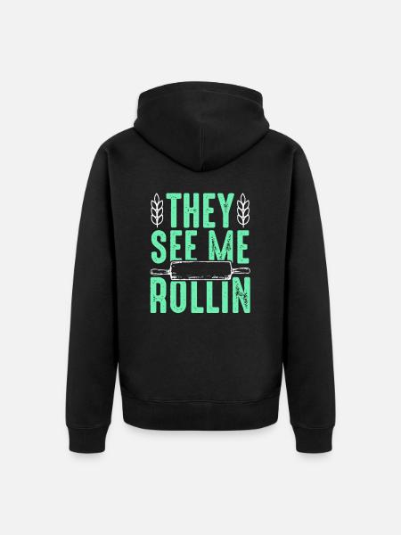 Rolling pin baking saying quote - Unisex Premium Organic Zip Hoodie - black