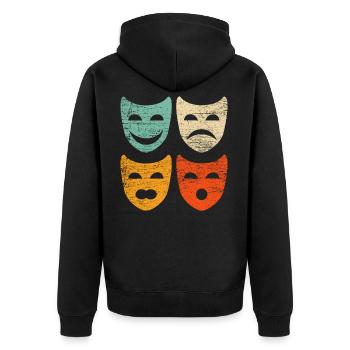 Masque de théâtre rétro - Veste à capuche bio Premium Unisexe - noir - Dos - Nico (187cm)