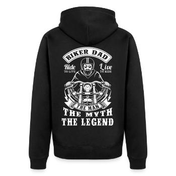 Biker dad - Unisex Premium Organic Zip Hoodie - black - Back - Nico (187cm)