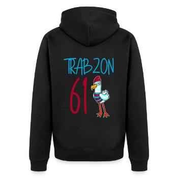 Trabzon 61 Türkei Stadt - Unisex Premium Bio Zip Hoodie - Schwarz - Hinten - Nico (187cm)