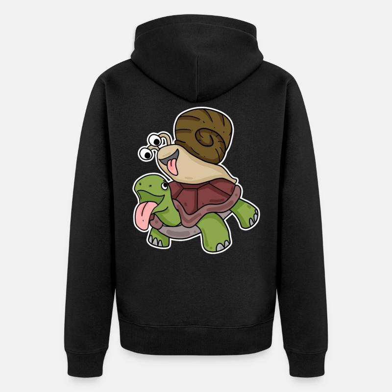 Tortue et escargot - Veste à capuche bio Premium Unisexe - noir