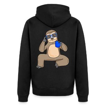Sloth with glasses and coffee - Unisex Premium Organic Zip Hoodie - black - Back - Nico (187cm)