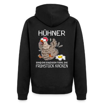 Landwirt Landwirte Huhn Hühner Spruch - Unisex Premium Bio Zip Hoodie - Schwarz - Hinten - Nico (187cm)