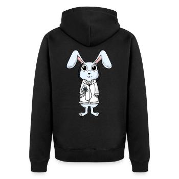 Hase Doktor Arzt Krankenschwester Tierarzt - Unisex Premium Bio Zip Hoodie - Schwarz - Hinten - Nico (187cm)