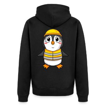 Richtfest Pinguin Hausbau Haus bauen Geschenk - Unisex Premium Bio Zip Hoodie - Schwarz - Hinten - Nico (187cm)