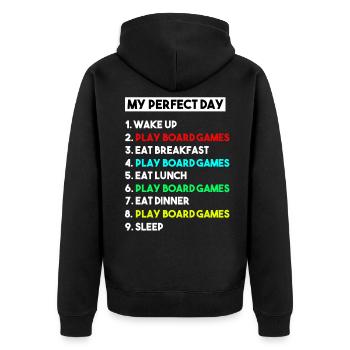 My Perfect Day Play Jeux de société Chemise cadeau amusant - Veste à capuche bio Premium Unisexe - noir - Dos - Nico (187cm)