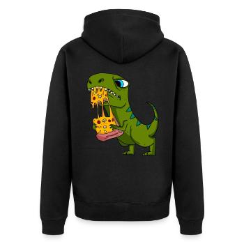 Dino Dinosaur Pizza Fast Food Eating Gift - Unisex Premium Organic Zip Hoodie - black - Back - Nico (187cm)