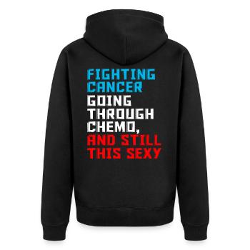 Chemo motivation - Unisex Premium Organic Zip Hoodie - black - Back - Nico (187cm)