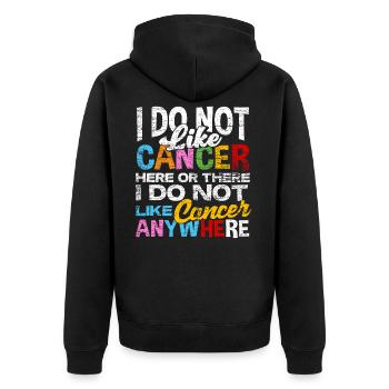 Chemo Krebs Heilung Therapie Sprüche - Unisex Premium Bio Zip Hoodie - Schwarz - Hinten - Nico (187cm)