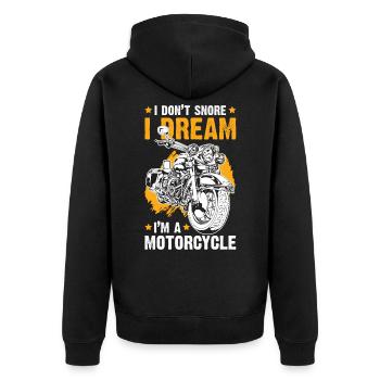 Motorrad Biker Motorcycle - Unisex Premium Bio Zip Hoodie - Schwarz - Hinten - Nico (187cm)